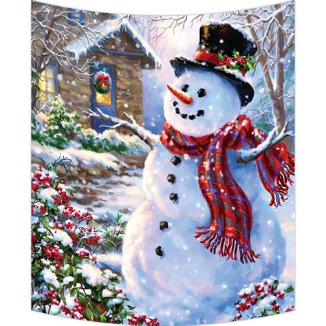 Gckg Christmas Snowman Xmas Santa Claude Wall Art Tapestries Home Decor