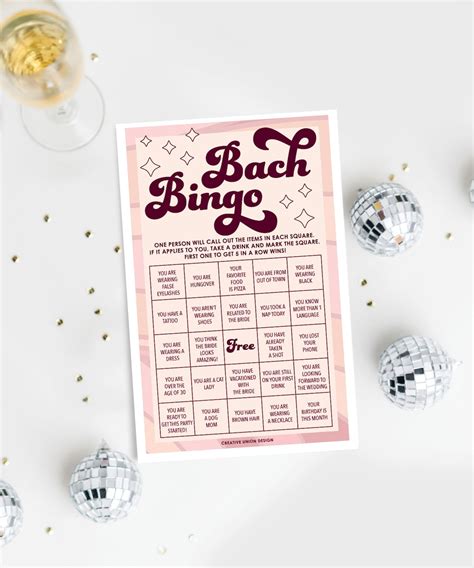 Retro Bachelorette Party Bingo Game Bachelorette Party Games