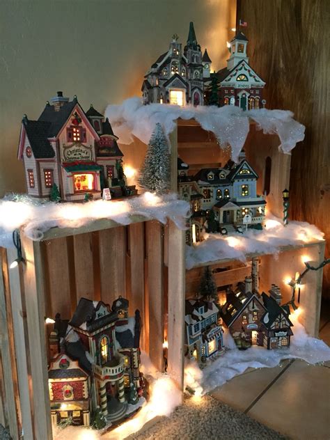 Maybe you would like to learn more about one of these? My 2015 village display! Made using crates Christmas ...