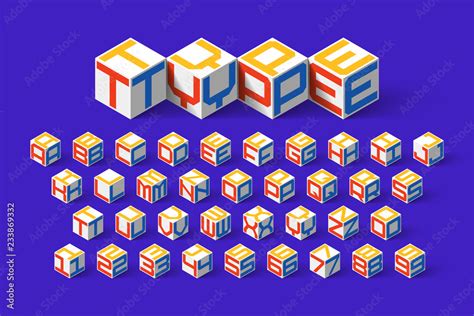 Cube Shape 3d Isometric Font Three Dimentional Alphabet Letters And