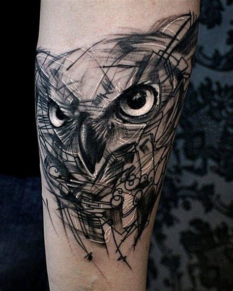 Owl Skizze Tattoo Trash Lines Realistic Style By Krzysztof At Tattoo