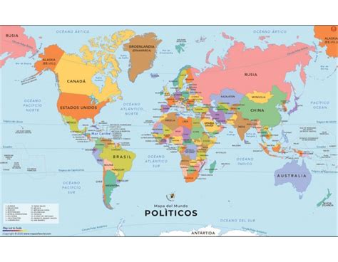Buy Printed World Map With Countries In Spanish