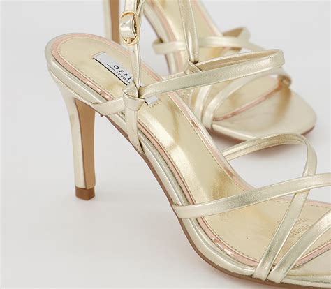 Office Missy Strappy Sandals Gold Mid Heels