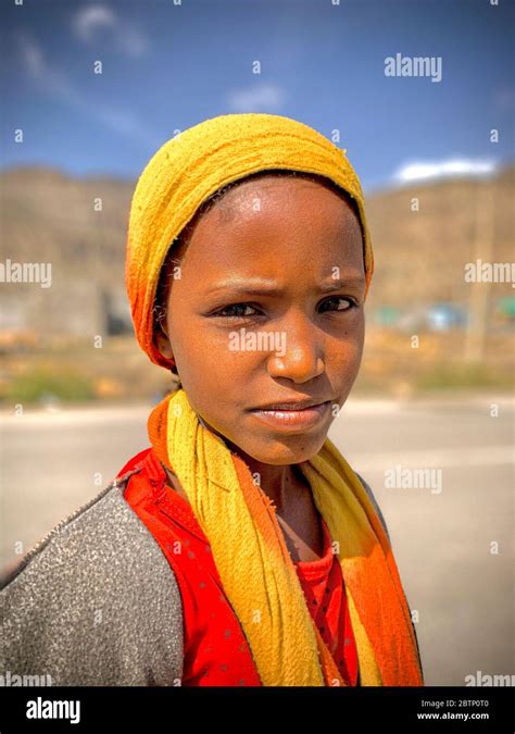 Young Girl With Traditional Muslim Headwrap Danakil Depression Afar