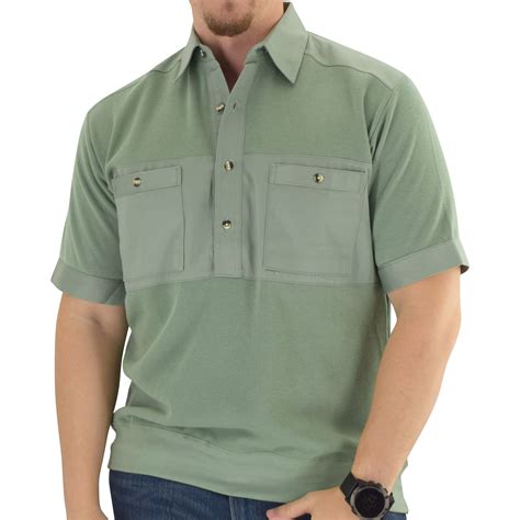 Mens Solid Knit Banded Bottom Shirt With Woven Chest Panel 6041 22n