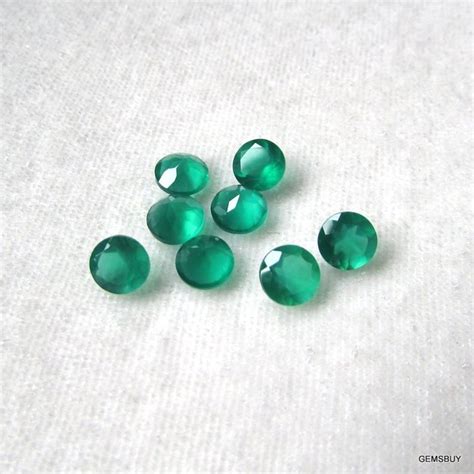 10 Pieces 5mm Green Onyx Faceted Round Loose Gemstone Green Etsy