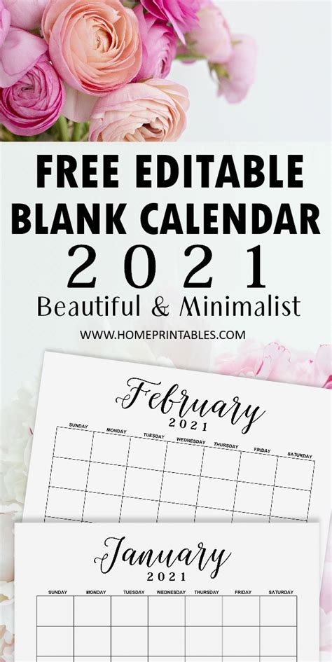 • printable monthly calendar 2021 with 12 month calendar 2021 on 12 pages (one month per page), including federal holidays and week starts on sunday. Editable Calendar 2021 in Microsoft Word Template Free ...
