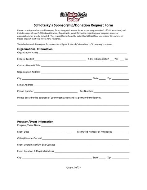 Sponsorship Donation Form Fill Out Printable PDF Forms Online