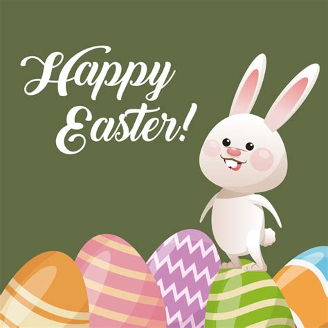 Wish loved ones a happy easter with online easter cards. Happy easter card with cartoon bunny vector 15 - Vector Animal free download