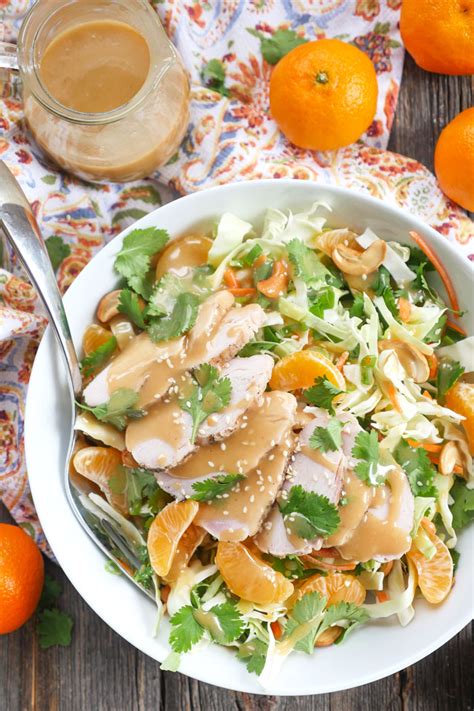 · many restaurant versions of chinese chicken salad, including the cheesecake factory use wonton strips and crispy rice noodles. Asian Chicken Cabbage Salad with Creamy Sesame Dressing | My Heart Beets