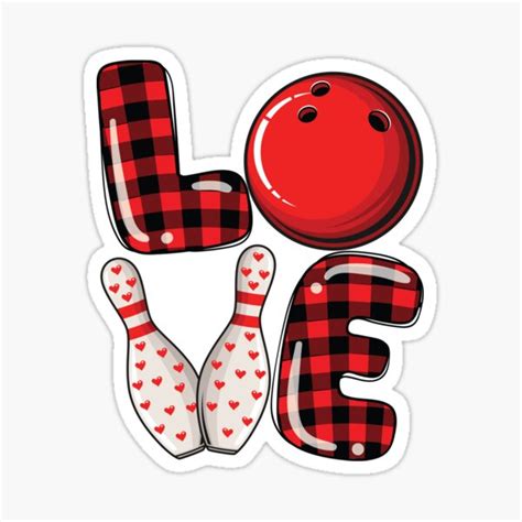 Check Plaid Love Bowling Ball And Pins Group Matching Valentine Bowling