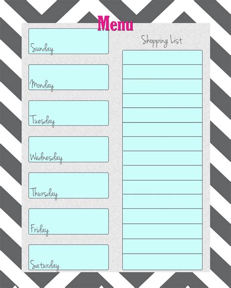 Free Weekly Menu Planner Printable 4 Colors Cupcake Diaries