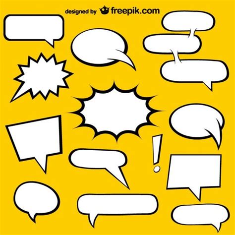 Comic Speech Bubbles On Yellow Background With Black And White Outlines