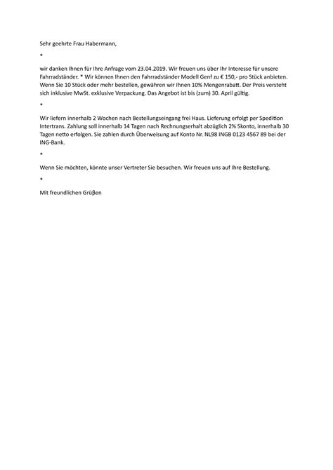 Brief Sehr Geehrte Frau Habermann Wir Danken Ihnen F R Ihre