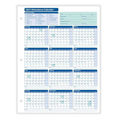 Free Printable Attendance 2021 Calendar Printables Free Blank
