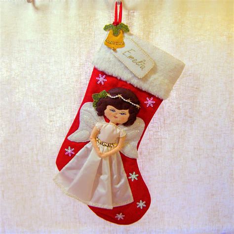 Christmas Stocking Christmas Angel Doll In White Taffeta