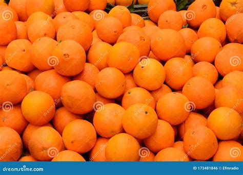 Organic And Fresh Mandarins On Fruit Market Close Up Boxes Full Of