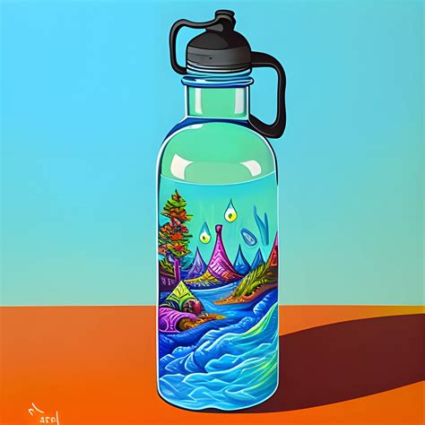 Water Bottle Trippy Cartoon Oil Painting Arthub Ai