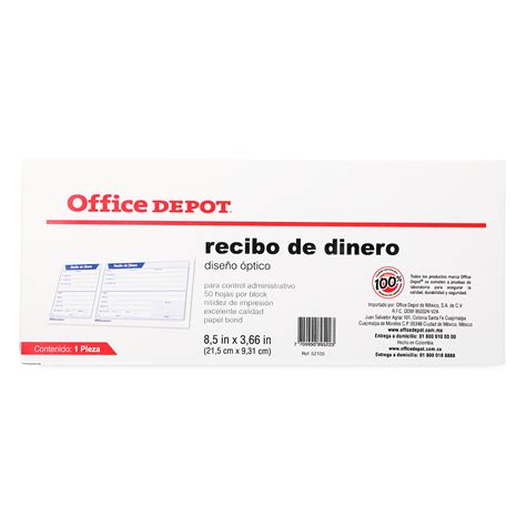 Recibo Dinero Office Depot 50 Hojas 1 Pza Office Depot Mexico