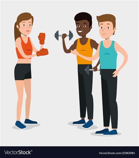 Group Of Athletes Practicing Sport Royalty Free Vector Image