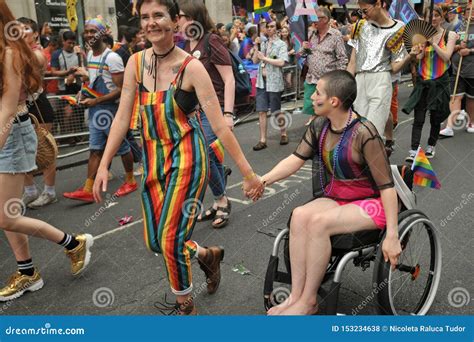 Disabled Lovers At The Pride Parade In London England 2019 Editorial