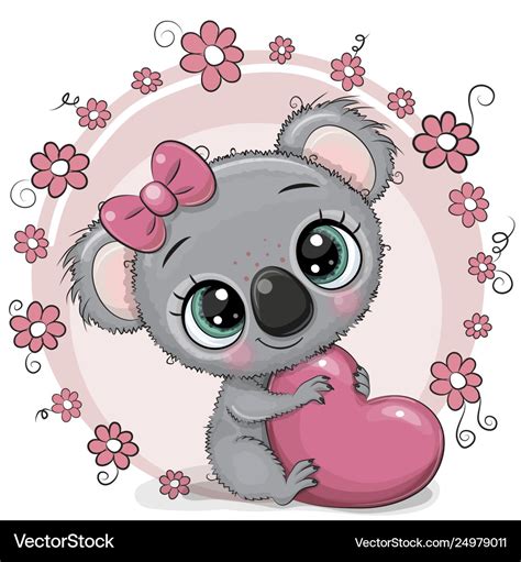 Cute Cartoon Koala With Heart Royalty Free Vector Image