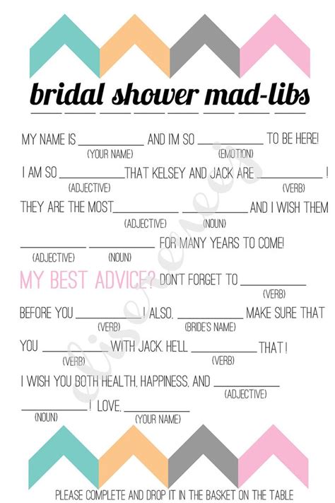 Great for teachers, holiday parties, playgroups, and more! free bachelorette party mad libs | Printable Bridal Shower ...