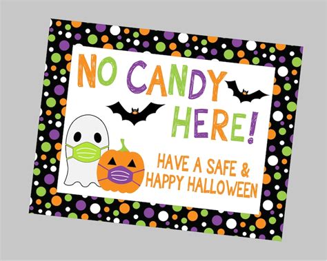 Printable No Candy Here Halloween Sign Social Distancing 2021 Etsy