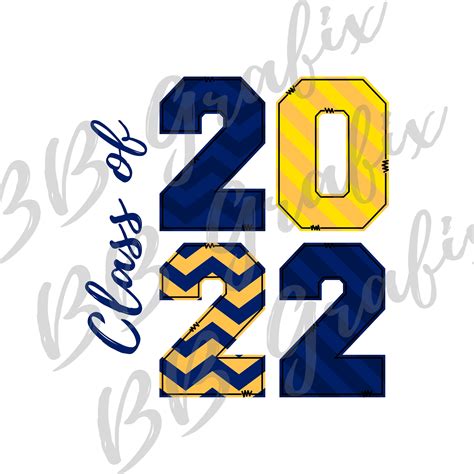 Digital Png File Class Of 2022 Navy Blue And Yellow Gold Etsy
