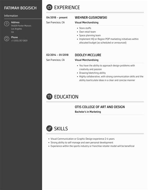 Visual Merchandising Resume Samples Velvet Jobs