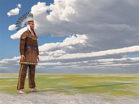 Индеец равнин и лагерь индейца Иллюстрация штока иллюстрации