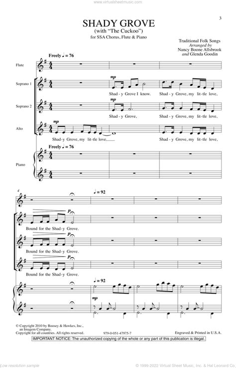 Shady Grove With The Cuckoo Sheet Music For Choir Ssa Soprano Alto