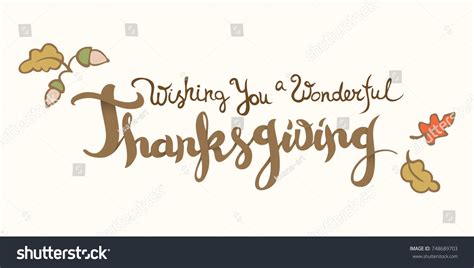 Wishing You Wonderful Thanksgiving Card Hand Stock Vector Royalty Free