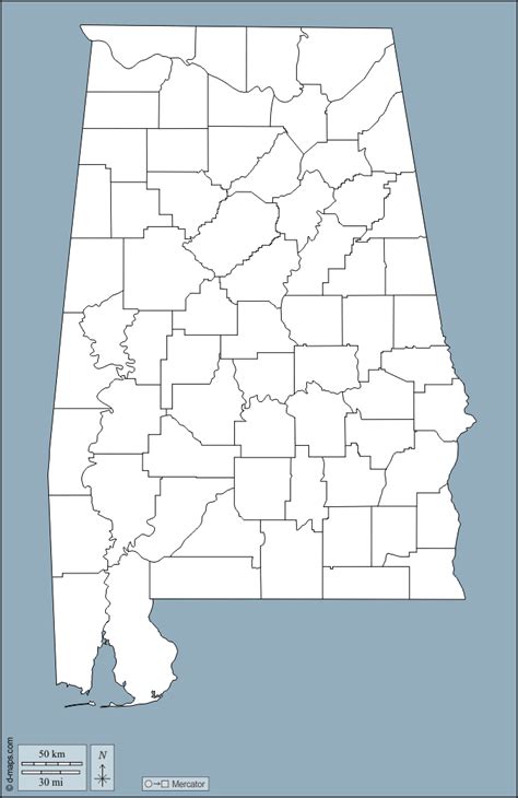 Alabama Free Map Free Blank Map Free Outline Map Free Base Map
