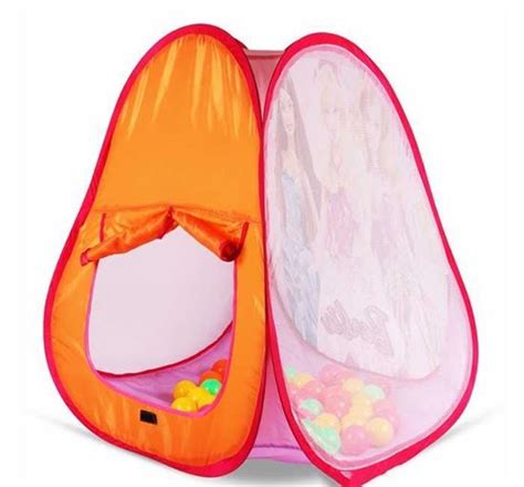 Happy family with house and car. Foldable Pop-up Tent House for Kids with Colored Balls ...