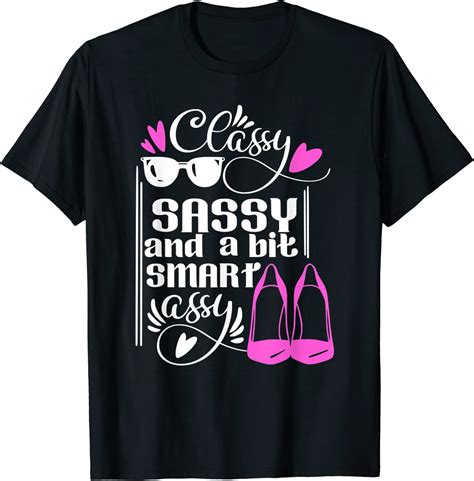 classy sassy and a bit smart assy funny womens cute flirty t shirt clothing shoes