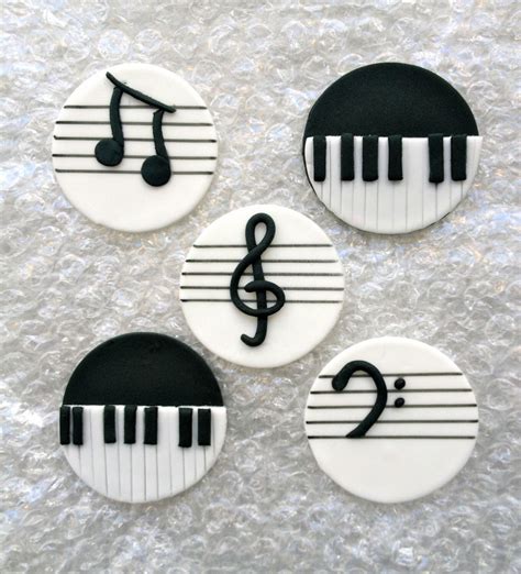 Music Inspired Handmade Edible Fondant Cupcake Toppers Made By