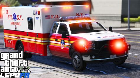 Gta 5 Lspdfr Ems Mod 1 Playing As A Paramedic Mod Fdny Ambulance