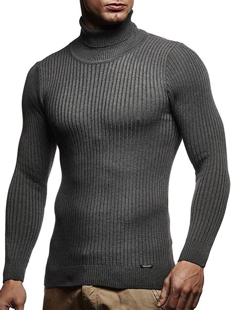 Leif Nelson Ln1670 Mens Pullover With Turtleneck Slim Fit Long Sleeve