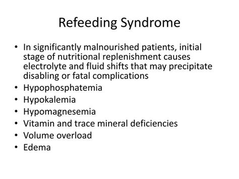 Ppt Refeeding Syndrome Management Issues Powerpoint Presentation Id