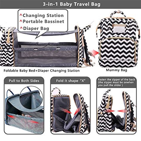 3 In 1 Diaper Bag Backpack With Changing Station Foldable Baby Travel