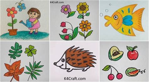 Easy Drawing For Kids Flowers And Animals Kids Art And Craft