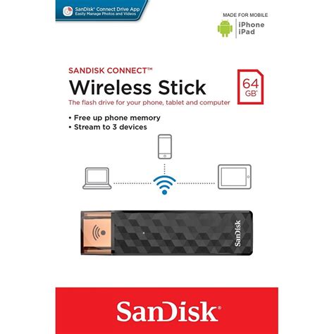 Original Sandisk Connect Wireless 64gb Usb 20 Flash Drive Sdws4 064g