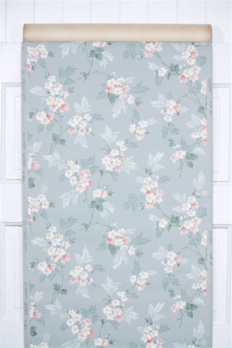 1950s Vintage Wallpaper By The Yard Floral Wallpaper With Etsy In