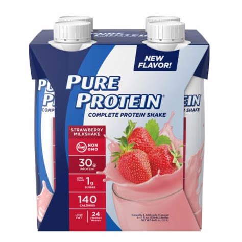Pure Protein™ Strawberry Milkshake Complete Protein Shake 4 Bottles 11 Fl Oz Ralphs
