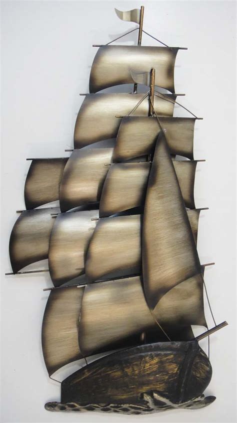 Contemporary Metal Wall Art Or Sculpture Large Tall Ship Sailing Galleon Boat Ebay