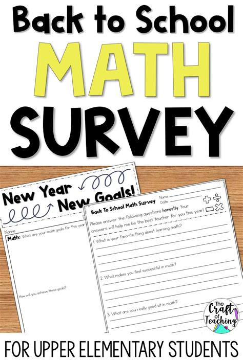 Back To School Student Interest Survey Math Math Elementary