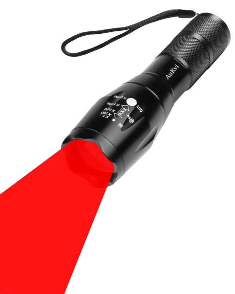Aukvi Red Light Led Flashlight Zoombale Red Hunting Light Torchsingle