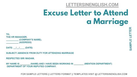 Excuse Letter To Attend A Marriage Excuse Letter For Being Absent