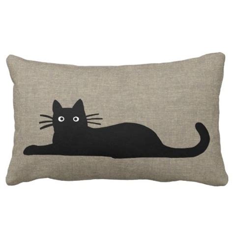 Cool Black Kitty Cats Funky Felines Pet Lover Lumbar Pillow
